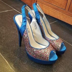 Shoedazzle Bombshell glitter peeptoe heel